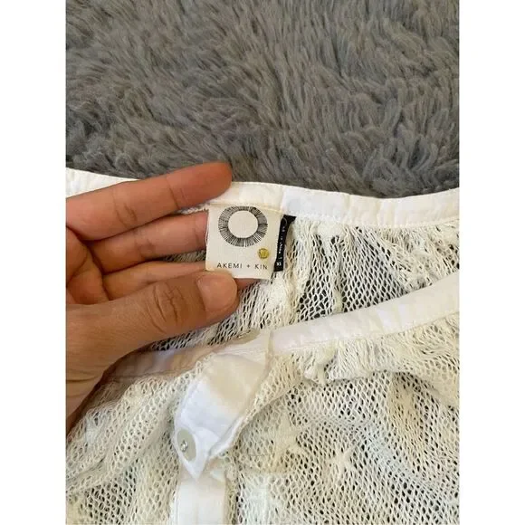 Anthropologie Akemi + Kin star embroidered boho blouse oversized gauzy size xs - Picture 6 of 7